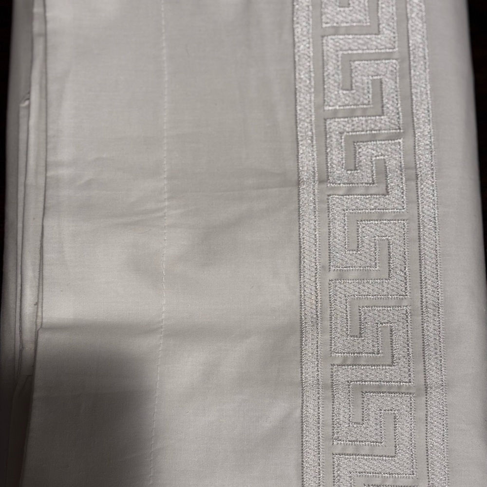 Hotel Collection White Embroidered Greek Key Duvet Cover